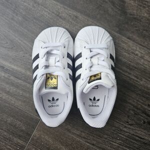 Adidas Toddler Superstar White and Black Shoes 6